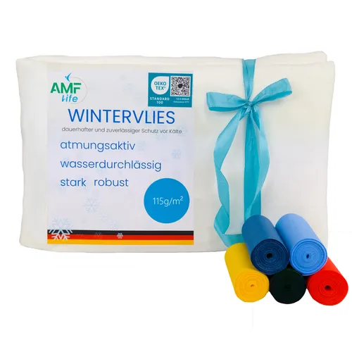 BioHelfer© Wintervlies, 120g/m², 1m x 10m, inkl. 5 Befestigungsbänder, Frostschutz für Pflanzen