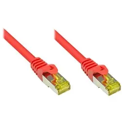 Kabelmeister® RJ45 Patchkabel mit Cat. 7 Rohkabel und Rastnasenschutz (RNS®), S/FTP, PiMF, halogenfrei, rot, 7,5m