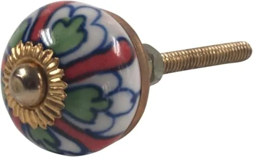 GURU SHOP Kleiner Möbelknopf aus Keramik, Möbelknauf Möbelgriff, Schranktürknöpfe, Möbelknöpfe, Schubladengriff - Modell 22, 3x3x6 cm