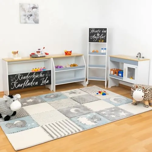 Coemo Spielküche Kaufladen Ida - Kaufladen & Zubehör: Realistisches Spielerlebnis mit robuster Holzkonstruktion, fördert Kreativität und soziale Fähigkeiten bei Kindern ab 3 Jahren.