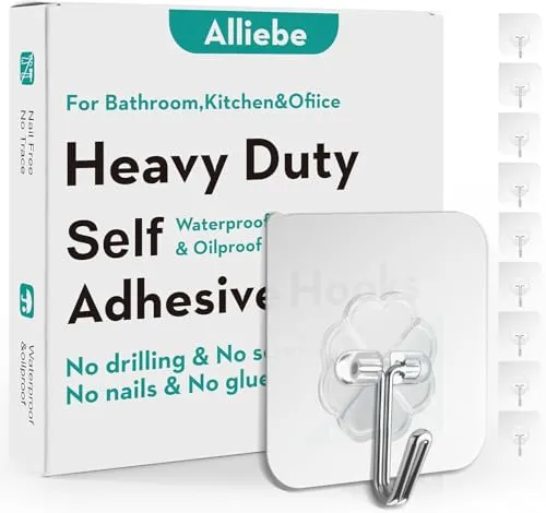 Alliebe 30 Stück Wand Heavy Duty 6KG(Max) Selbstklebende Haken Wasserdichte ölbeständige Aufhängehaken für Badezimmer Dusche Küche Büro Outdoor Heimwerker Utility Hook