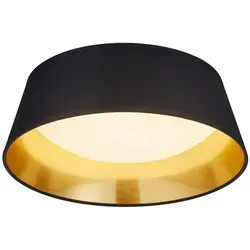 Reality Leuchten LED Deckenleuchte Ponts R62871279 - Elegante Deckenleuchte in Weiß mit schwarzem/goldfarbigem Stoffschirm, inkl. 14 Watt LED für warmweißes Licht und hohe Energieeffizienz – ideal für stilvolle Wohnräume.