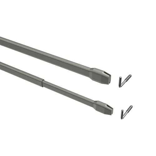 Interdeco Vitragestangen/ausziehbare Scheibenstangen Silber-Grau (2 Stück), 80-140 cm