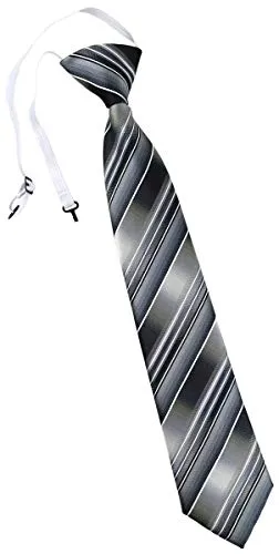 TigerTie Kinderkrawatte in grau silber anthrazit hellgrau gestreift - Krawatte vorgebunden mit Gummizug