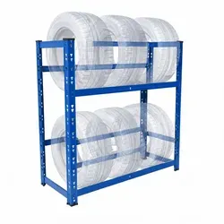 relaxdays Schwerlastregal Reifenregal für 4 bis 6 Reifen, blau - Robustes Reifenregal aus Stahl zur geordneten Lagerung von 4 bis 6 Reifen. Ideal für Garage oder Werkstatt, mit flexiblem Stecksystem für einfachen Aufbau und hoher Tragkraft.