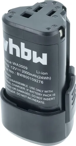 vhbw Akku kompatibel mit Worx WX382.M2, WX521, WX382.7, WX382.M, WX521.1, WX540, WX673, WX673.3, WX382.M1, WX540.3 Werkzeug (2000 mAh, Li-Ion, 12 V)