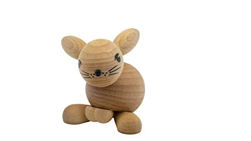 Kuhnert Drechslerei Osterhase „Hansi“ stehend - Sammlerfiguren, handgefertigter Osterhase aus hellem Holz, ideal für eine charmante Osterdekoration oder als ganzjähriger Blickfang.