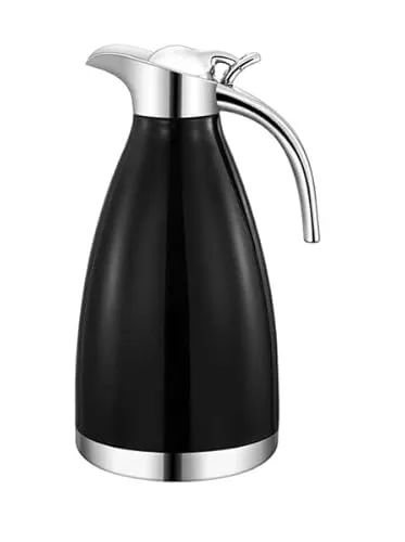 Thermoskanne Isolierkanne Kaffeekanne 2 Liter (Schwarz)