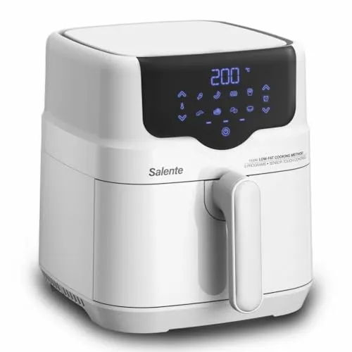 Salente HotAir 2-in-1 Heißluftfritteuse mit Grill - Heißluftfritteuse mit 4,3 l Volumen, 8 Programmen und digitalem Touchscreen – für gesunde, ölfreie Zubereitung von Lieblingsgerichten bis zu 2x schneller!