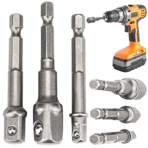 3tlg Adaptersatz Stecknuss Bit Verlängerung Adapter Stecknusshalter 1/4 3/8 1/2