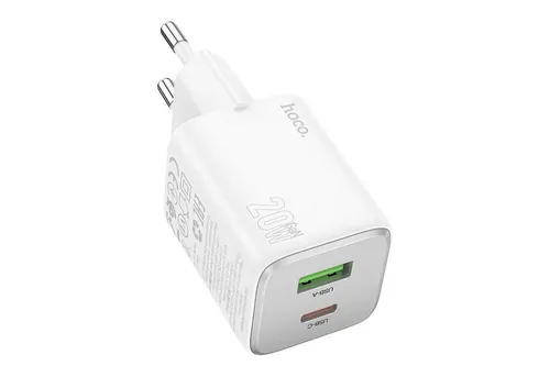 hoco. Netz-Ladegerät 2 Anschlüsse USB-A, USB-C 20 W GaN-Schnellladegerät Smartphone-Ladegerät