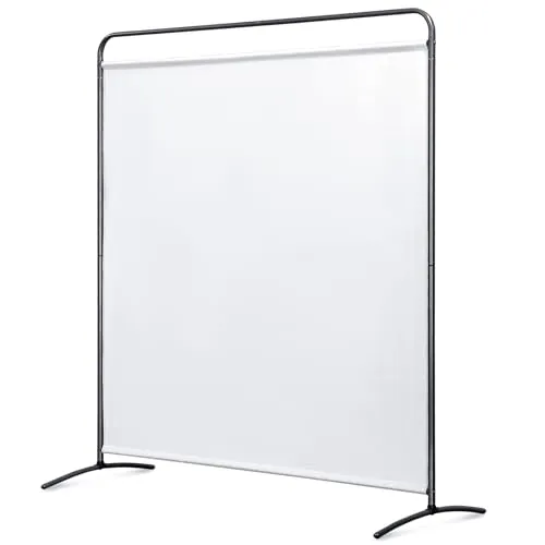 Angel Living Paravent 1 Teilig Raumteiler Freistehend Sichtschutzwand Raumteiler Stellwand Trennwand Sichtschutz für Büros, Balkon,Schlafzimmer,Außengarten,162 x 174cm (Weiß)