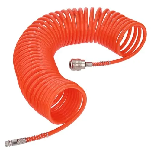 GEPCO Druckluft Spiralschlauch 10m - PE Luftschlauch 6.5x10mm mit 1/4
