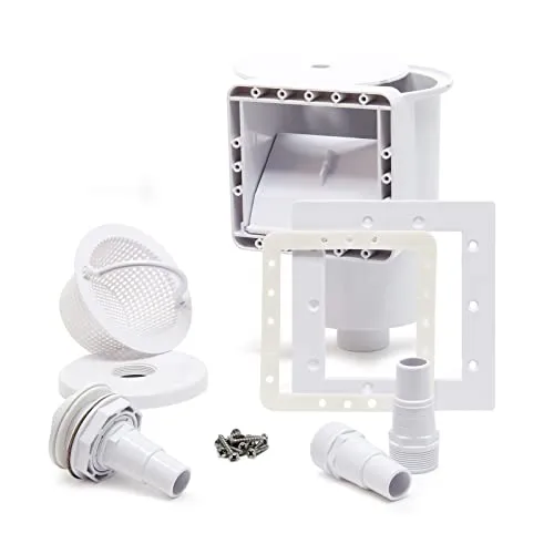 Wiltec Skimmer Set mit Einlaufdüse - Poolskimmer mit großem Schmutzfangkorb, entfernt effizient Laub und Insekten für stets klares Wasser und verbessert die Wasserqualität.