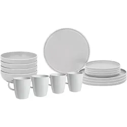 BRUNNER Melamin Geschirr Set 16tlg - Dolomit Stone Touch - Camping-Zubehör: BPA-freies Melamin Geschirrset in edlem Dolomit Stone Touch Design, ideal für Outdoor-Abenteuer und glänzt wie Porzellan.