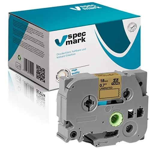 specmark Schriftband TZe-841 18mm x 8m Schwarz auf Gold Band kompatibel mit Drucker Brother PT P-touch AZe-841 EZe-841 TZ-841 TZ2-841