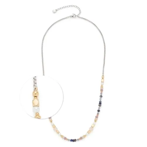 JEWELS BY LEONARDO Halskette Babsi - Ketten für Damen, elegante kurze Kette aus robustem Edelstahl mit harmonischem Farb-Mix aus Perlen und goldenen Würfelchen, ideal für jeden Look und Allergikerfreundlich.