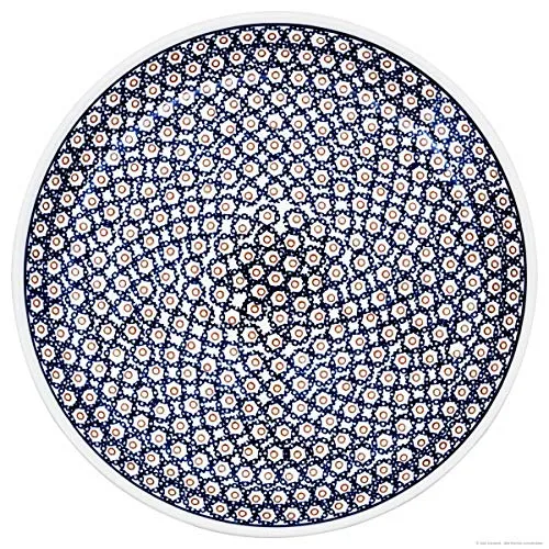 Bunzlauer Keramik Kuchenplatte groß Ø33,0cm im Retro-Dekor 4 Pizzazeller Tortenplatte