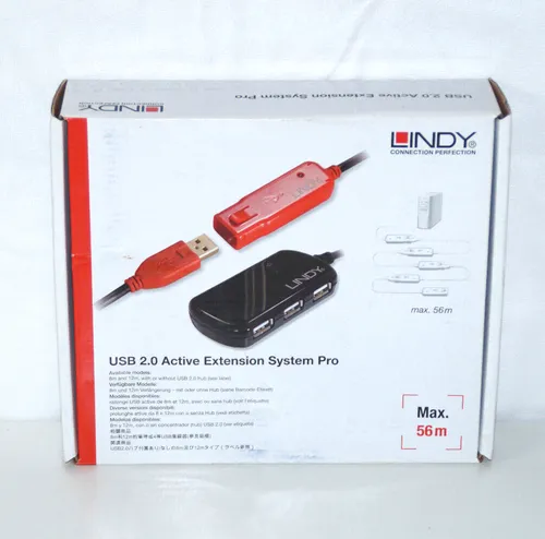 Lindy USB 2.0 Aktivverlängerungshub Pro 2.0 12m - USB-Hub für optimale Datenübertragung, ideal für verlängerte Verbindungen bis 12 Meter.
