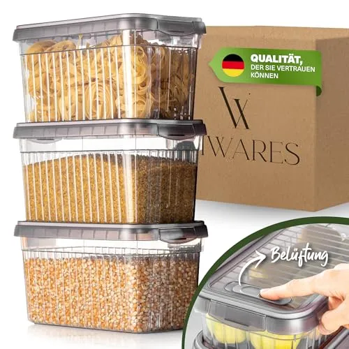 Viwares Frischhaltedosen 3er Set, 4 L, BPA-frei, Kühlschrank-Organizer für Lebensmittel