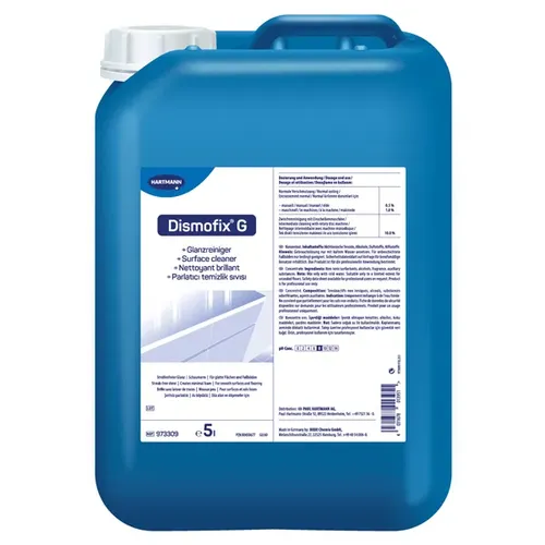 Paul Hartmann AG Bode Dismofix G Glanzreiniger 5 L - Desinfektionsmittel für alle wasserfesten Flächen, trocknet streifen- und rückstandsfrei auf empfindlichen Oberflächen wie Glas und Edelstahl.