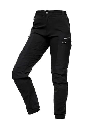 PUMA Workwear Pro-One Wanderhose Damen - Robuste Outdoorhose für Damen - Mit verstärktem Nylon für Langlebigkeit - Trekkinghose mit 4-Wege-Stretch - Verstellbarer Knopfleiste - XL - Schwarz