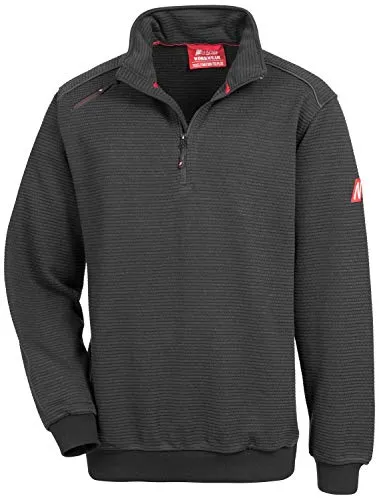 Nitras Motion Tex Plus Pullover 4XL | Arbeitspullover schwarz - Herren-Pullover aus 400 g/qm atmungsaktivem Material, ideal für kältere Temperaturen. Mit weichem Stehkragen, praktischer Schultertasche und Reflexbiesen für bessere Sichtbarkeit.
