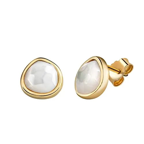 Zeeme Gemstones Damen Ohrringe aus 925/- Sterling Silber mit Glänzendem Perlmutt - Edle Ohrringe aus 925 Silber, veredelt mit gelbem Perlmutt. Perfekt als Geschenk für besondere Anlässe, inklusive Etui zur stilvollen Aufbewahrung.