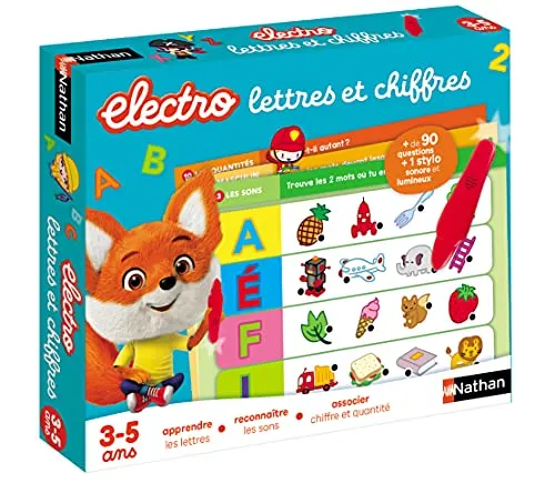 Dujardin Nathan Nathan – Electro Buchstaben und Zahlen – Buchstaben und Geräusche Lernen – Elektronisches Lernspiel – 1 Stift mit Ton und Licht – für Kinder von 3 bis 5 Jahren
