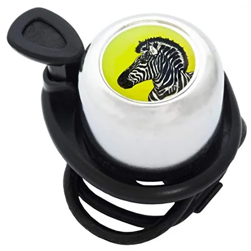 Liix Scooter Bell Punky Zebra Chrom Tierdesign Fahrradklingel für Kinder und Erwachsene mit Gummizug zur flexiblen Montage