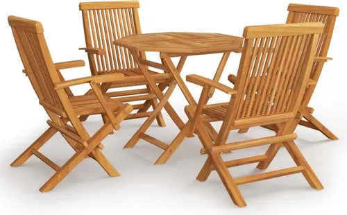 vidaXL Teak Massiv Gartenmöbel Set 5-TLG. - Esssets für die Terrasse, langlebig und witterungsbeständig dank hochwertigem Teakholz, ideal für Camping und Picknicks im Freien.