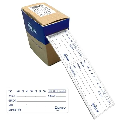 Produktbild AVERY Zweckform Rückstellproben Etikett für Lebensmittel HACCP (98 x 40 mm 300 Aufkleber auf Rolle vorbedruckt ablösbar) ETITEMOIN.DE
