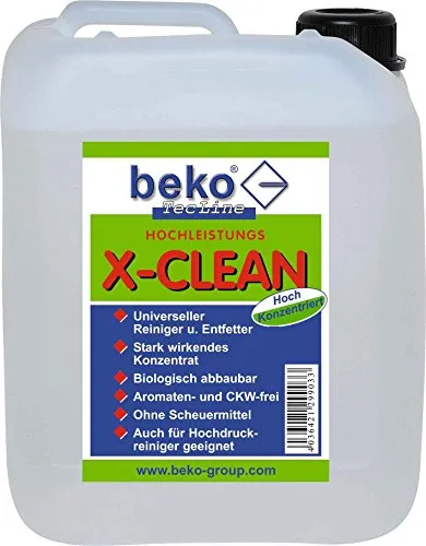 Beko TecLine X-Clean Konzentrat Kraftreiniger 5 L - Flüssigreiniger für kraftvolle Reinigung, ideal für verschiedene Oberflächen und mit 5 L Kapazität für langanhaltenden Einsatz.