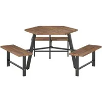 Costway Picknicktisch Set mit Schirmloch für 6 Personen - Ideal für gesellige Runden: Das robuste Picknicktischset aus Akazienholz bietet Platz für 6 Personen und zeichnet sich durch seine Langlebigkeit und einfache Pflege aus. Das integrierte Schirmloch sorgt für zusätzlichen Komfort.