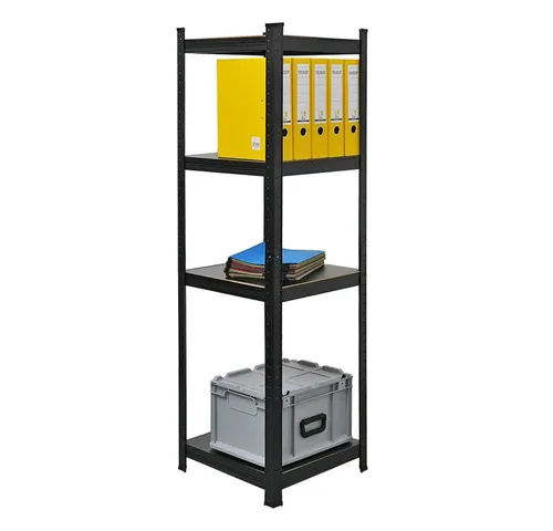 Berlinlodge Wohnregal Ragnar - Matt Schwarz, HxBxT 150x45x45cm - Büro-Bücherregale mit 4 höhenverstellbaren Fachböden, die jeweils bis zu 100 kg tragen. Ideal für vielseitige Anwendungen im Wohn- und Arbeitsbereich. Modernes Design und pflegeleichte Oberfläche.