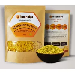 400g 100% Reine Bienenwachs Pastillen ohne Zusatzstoffe, natürliches Beeswax für Salben,Kosmetika,Seifen,Kerzenherstellung und Leder-/Holzpflege