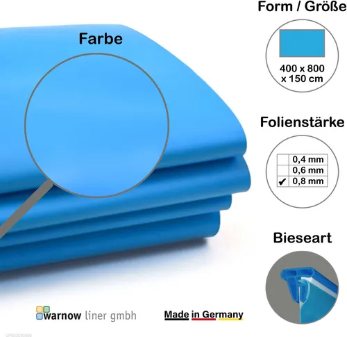 Produktbild Premium Poolfolie 800x400 cm für Styroporpool – 0,8 mm