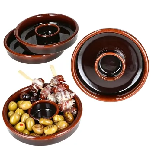 MamboCat Tapas-Schale 4x Juego - Olivenschale mit Kernablage - Snackschalen für mediterrane Abende, ideal zum Servieren von Oliven und Tapas, mit praktischem Schälchen für Kerne und spülmaschinenfest.