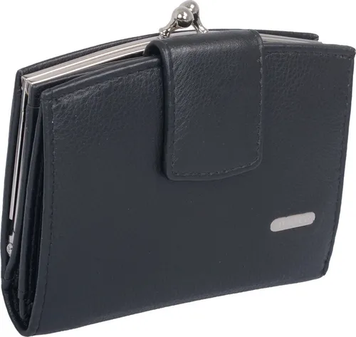 Damenknipsbörse AVANCO aus Echt-Leder, schwarz, 12x9cm - Damen-Geldbörsen: Hochwertige Echt-Lederbörse in elegantem Schwarz, ideal für stilvolle Frauen, die Funktionalität und Design schätzen.