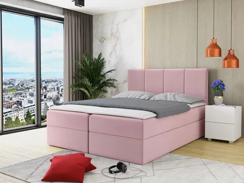 MIRJAN24 Boxspringbett Rebos mit Bettkästen - Komfortables Boxspringbett 160x200 cm mit zwei praktischen Bettkästen für Stauraum. Hochwertige Matratze und Topper sorgen für besten Schlafkomfort.