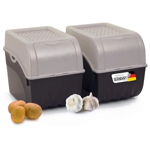 Novaliv Vorratsdose Kartoffelbox 2x 9L Rot - Gemüsebox Set - Frischhaltedosen für Gemüse und Obst, mit idealer Luftzirkulation für längere Haltbarkeit. Stapelbar und platzsparend – perfektes Küchenaccessoire für Ordnung und Stauraum.