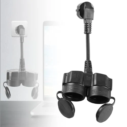Sporgo Verlängerungskabel mit 2 Fach Schuko Steckdosen, Außen Schutzkontakt Kurze Kabel mit 2 AC Steckerdosen IP44 Wasserdicht, Doppelstecker für Steckdose, Büro und Zuhause, 1,5mm², 250V/16A