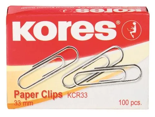 KORES Büroklammern rund 33 mm - 100 Stück Packung