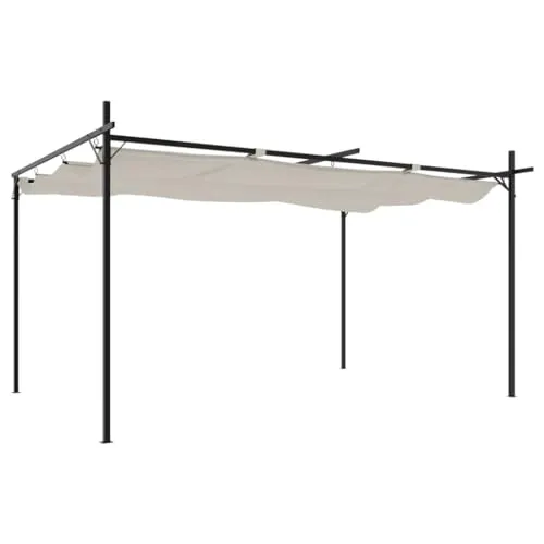 vidaXL Pergola mit Schiebedach, UV-beständig - Gartenlauben mit Schiebedach für flexiblen Sonnenschutz, stabiler Stahl- und Aluminiumrahmen, ideal für Familienfeiern und Entspannung im Freien.