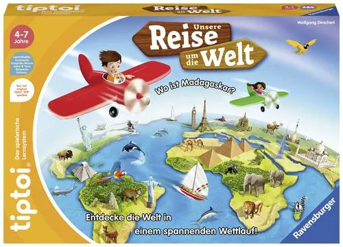 Ravensburger tiptoi Spiel 00117 - Unsere Reise um die Welt, interaktives Geografiespiel für 1-4 Spieler ab 4 Jahren, lehrreich und spannend für kleine Entdecker