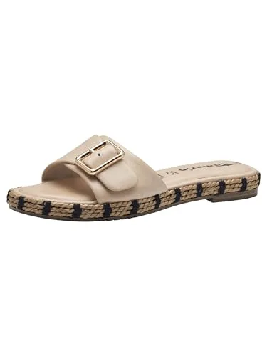 Tamaris Pantolette beige 39 EU - Stylische Pantoletten in Beige, Größe 39 EU, aus hochwertigem Leder mit offenem Schuhspitzen-Design für ultimativen Komfort und Atmungsaktivität.