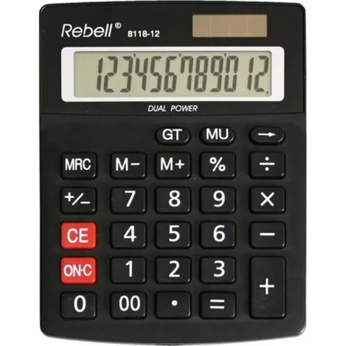 Rebell Desktop calculator 8118-12 (Batteriebetrieb, Solarenergie) (RE-8118-12 BX)