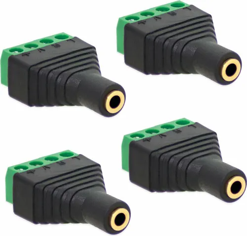 Klinken Buchse 3,5mm Adapter > Terminal Block 4-Pin Schraub Klemmen Vergoldet[4x Buchse]