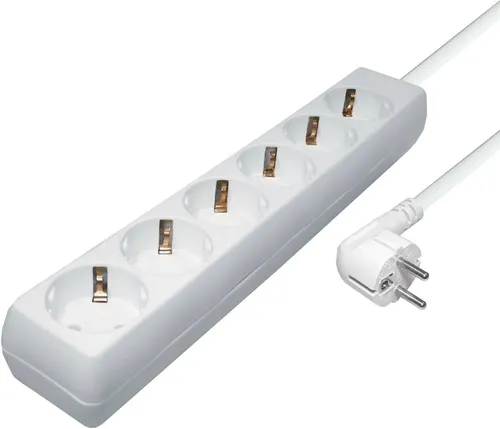 6-Fach Steckdosenleiste mit Überspannungsschutz – 10m, Weiß von Transmedia