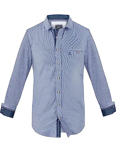 Almbock Traditionelles Trachtenhemd | Elegantes Herrenhemd in Blau, Made in Germany - Trachtenhemden für Herren, ideal für Oktoberfest und festliche Anlässe, gefertigt aus hochwertigen Materialien für besten Tragekomfort und eine perfekte Passform.